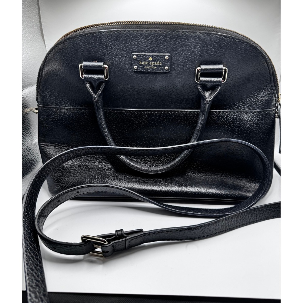 Kate Spade‎ New York Black Leather Dome Satchel Crossbody Bag Purse Handbag